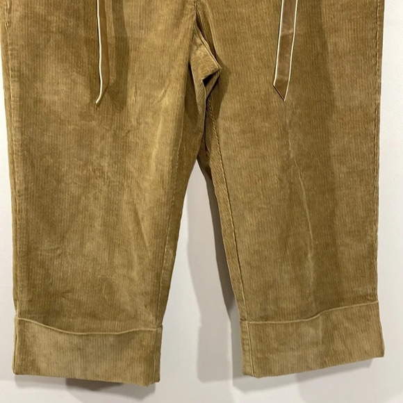 Talbots Petites Stretch Corduroy Cuffed Capri Brown Velvet Ribbon Belt 8 - Picture 3 of 16
